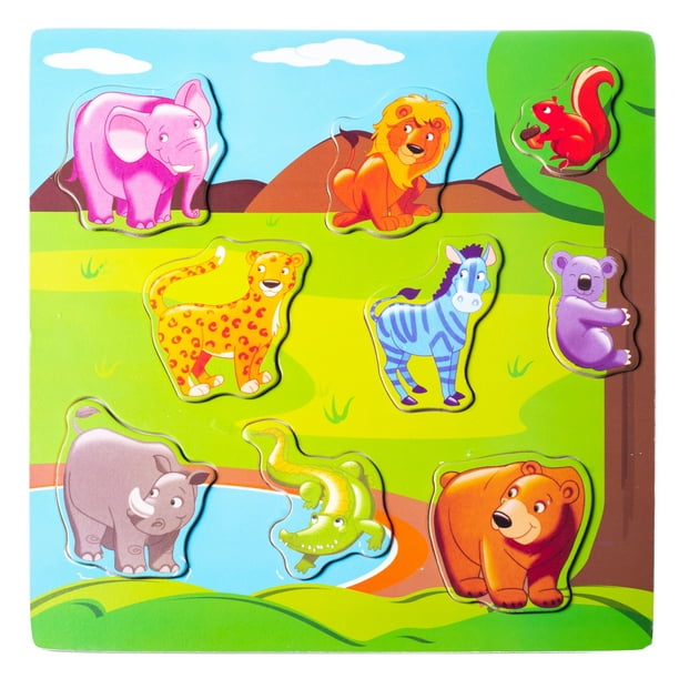 Eliiti Wooden Puzzle Set for Toddlers 2 to 4 Years Old Farm Safari Animals Toy